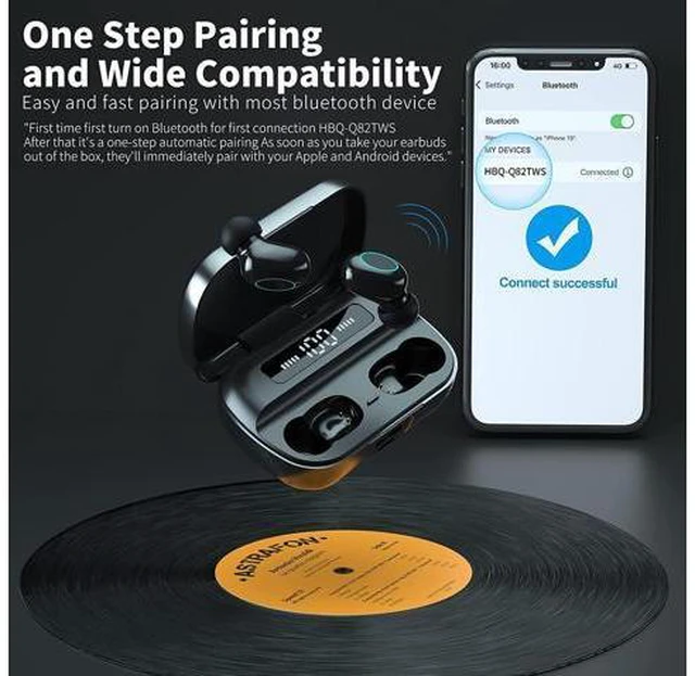Alt view image 7 of 7 - True Wireless Earbuds, Bluetooth 5.1 Touch Control Headphones with Built-in Mic, CVC8.0 Noise Cancelling Wireless Earbuds for Gym Waterproof Bluetooth Earphones in-Ear Earbud