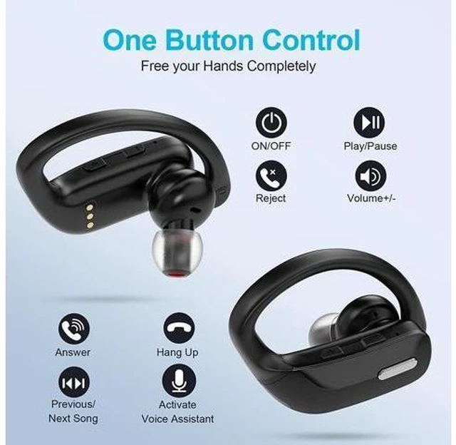 Alt view image 6 of 7 - True Wireless Earbuds, Bluetooth 5.1 Headphones 48H Playtime Sport Earphones with LED Display, Over-Ear Buds Built in Mic in Ear Earphones Waterproof Headset for Workout Running Gaming