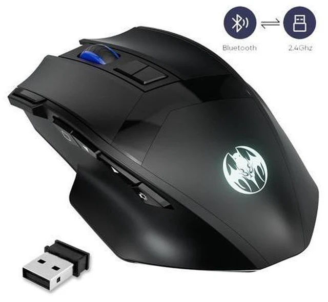 Main image of IHDAPP Wireless Gaming Mouse, Dual-Mode 2.4G/Bluetooth Wireless Mouse, Rechargeable PC Gaming Mice with Fire Button, 4-Level DPI up to 4800dpi, Noiseless Click, 10 Buttons for PC, Mac, Laptop, Tablet