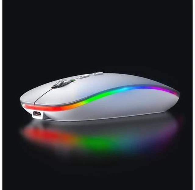 Alt view image 2 of 7 - LED Wireless Mouse, Rechargeable Silent 2.4G Wireless Computer Mouse with Home Button, RGB Cordless Mice for Laptop, PC,Mac, Silver