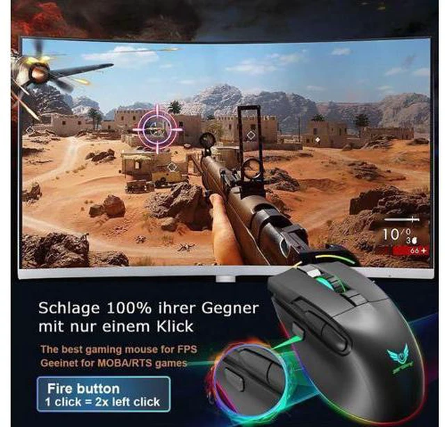 Alt view image 6 of 7 - Gaming Mouse Wireless, RGB Gaming Mice with 3200 DPI Adjustable, Computer Gamer Mouse Ergonomic Optical, 7 Buttons, Type C Fast-Charging, 10 Millons buttons life, RGB Gamer Desk Laptop PC Gaming Mouse
