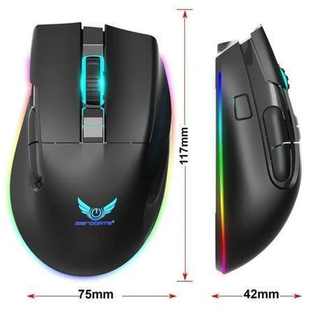 Alt view image 7 of 7 - Gaming Mouse Wireless, RGB Gaming Mice with 3200 DPI Adjustable, Computer Gamer Mouse Ergonomic Optical, 7 Buttons, Type C Fast-Charging, 10 Millons buttons life, RGB Gamer Desk Laptop PC Gaming Mouse