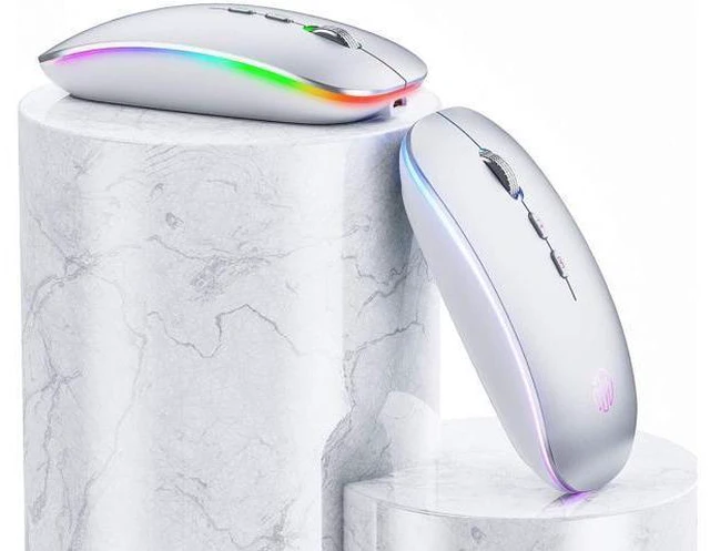 Alt view image 7 of 7 - LED Wireless Mouse, Rechargeable Silent 2.4G Wireless Computer Mouse with Home Button, RGB Cordless Mice for Laptop, PC,Mac, Silver