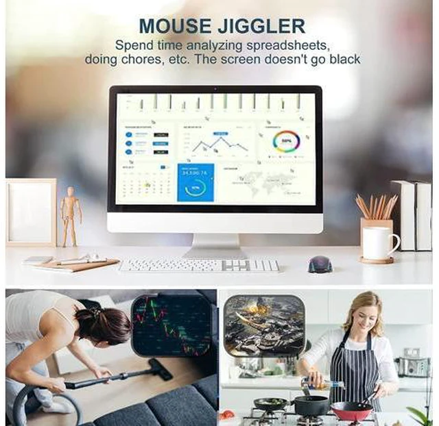 Alt view image 3 of 7 - LED Wireless Mouse, Mouse Jiggler for Laptop - Wireless Mouse Rechargeable Computer Mice Mouse Mover Undetectable Random Movement with On/Off Button Keeps Computer Awake