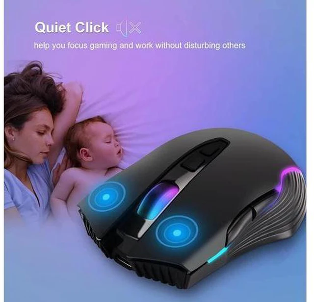 Alt view image 4 of 7 - LED Wireless Mouse, Mouse Jiggler for Laptop - Wireless Mouse Rechargeable Computer Mice Mouse Mover Undetectable Random Movement with On/Off Button Keeps Computer Awake