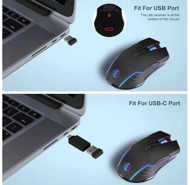 Alt view image 7 of 7 - LED Wireless Mouse, Mouse Jiggler for Laptop - Wireless Mouse Rechargeable Computer Mice Mouse Mover Undetectable Random Movement with On/Off Button Keeps Computer Awake