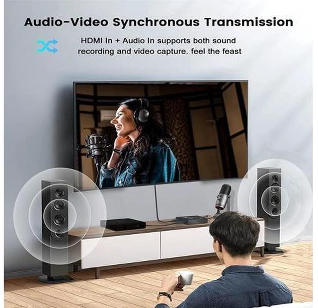 Alt view image 4 of 7 - Upgraded Capture Card for Streaming and Record in 4K, HDMI to USB 3.0 Video Capture Device, Game Capture Card with Microphone 4K HDMI Loop-Out for Nintendo Switch PS4/5/OBS/Camera/PC