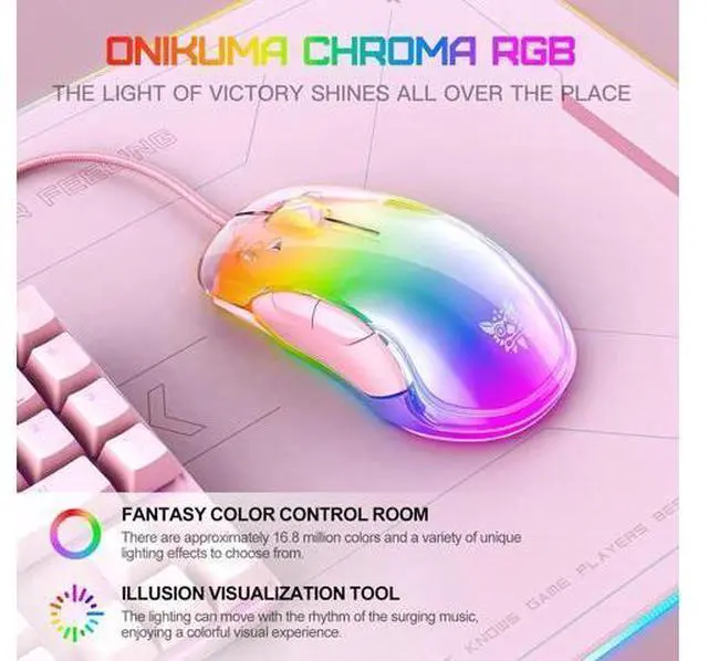 Alt view image 3 of 7 - Gaming Mouse, Wired Gaming Mouse 12,800 DPI Sensor, 8 Buttons Programmable Computer Gaming Mice, Lightweight Gaming Mouse Ergonomic Computer Mouse Gaming for Windows/PC/Mac/Laptop Gamer Pink