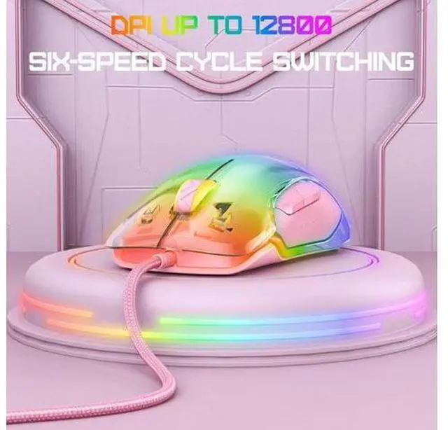 Alt view image 5 of 7 - Gaming Mouse, Wired Gaming Mouse 12,800 DPI Sensor, 8 Buttons Programmable Computer Gaming Mice, Lightweight Gaming Mouse Ergonomic Computer Mouse Gaming for Windows/PC/Mac/Laptop Gamer Pink