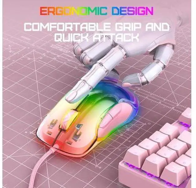 Alt view image 6 of 7 - Gaming Mouse, Wired Gaming Mouse 12,800 DPI Sensor, 8 Buttons Programmable Computer Gaming Mice, Lightweight Gaming Mouse Ergonomic Computer Mouse Gaming for Windows/PC/Mac/Laptop Gamer Pink