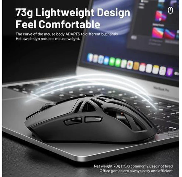 Alt view image 3 of 7 - IHDAPP Wireless Gaming Mouse, 10000 DPI, Tri-Mode 2.4GHz/Bluetooth/Wired Mouse, 6 Buttons, Digital Display, Silent Mice, Rechargeable, Customizable Macro and RGB Backlight for PC/Mac/Laptop (Black)