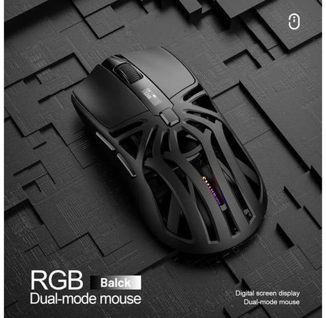 Alt view image 4 of 7 - IHDAPP Wireless Gaming Mouse, 10000 DPI, Tri-Mode 2.4GHz/Bluetooth/Wired Mouse, 6 Buttons, Digital Display, Silent Mice, Rechargeable, Customizable Macro and RGB Backlight for PC/Mac/Laptop (Black)