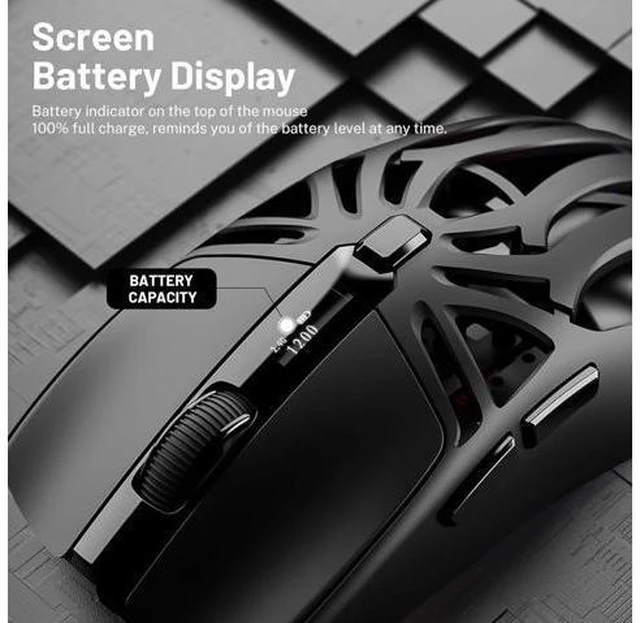 Alt view image 5 of 7 - IHDAPP Wireless Gaming Mouse, 10000 DPI, Tri-Mode 2.4GHz/Bluetooth/Wired Mouse, 6 Buttons, Digital Display, Silent Mice, Rechargeable, Customizable Macro and RGB Backlight for PC/Mac/Laptop (Black)