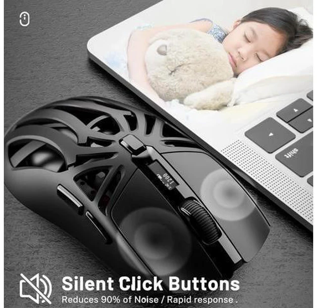 Alt view image 6 of 7 - IHDAPP Wireless Gaming Mouse, 10000 DPI, Tri-Mode 2.4GHz/Bluetooth/Wired Mouse, 6 Buttons, Digital Display, Silent Mice, Rechargeable, Customizable Macro and RGB Backlight for PC/Mac/Laptop (Black)