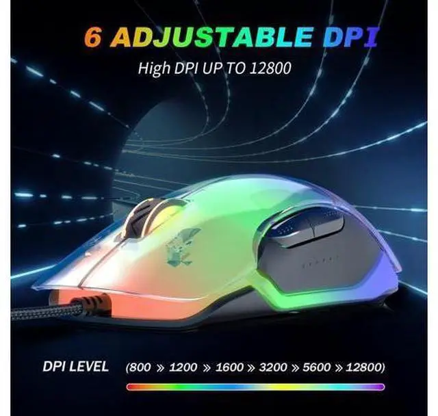 Alt view image 2 of 7 - Gaming Mouse, Wired Gaming Mouse 12,800 DPI Sensor, 8 Buttons Programmable Computer Gaming Mice, Lightweight Gaming Mouse Ergonomic Computer Mouse Gaming for Windows/PC/Mac/Laptop Gamer giyqxHw