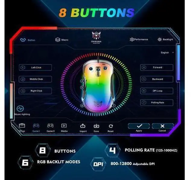 Alt view image 5 of 7 - Gaming Mouse, Wired Gaming Mouse 12,800 DPI Sensor, 8 Buttons Programmable Computer Gaming Mice, Lightweight Gaming Mouse Ergonomic Computer Mouse Gaming for Windows/PC/Mac/Laptop Gamer giyqxHw