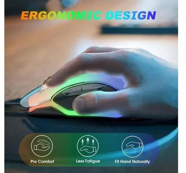 Alt view image 4 of 7 - Gaming Mouse, Wired Gaming Mouse 12,800 DPI Sensor, 8 Buttons Programmable Computer Gaming Mice, Lightweight Gaming Mouse Ergonomic Computer Mouse Gaming for Windows/PC/Mac/Laptop Gamer giyqxHw