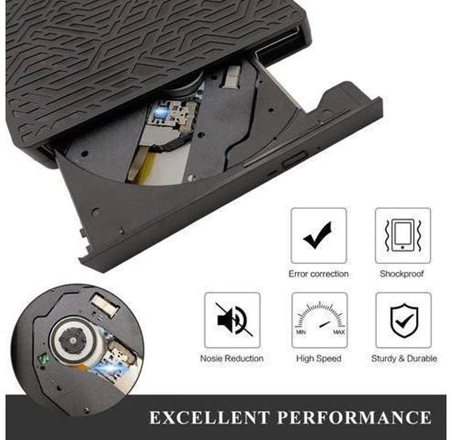 Alt view image 5 of 7 - External CD DVD Drive, 2-Port Hub USB 3.0 with Type-C SD/TF Card Reader CD/DVD +/-Rw Drive ROM Rewriter DVD Burner for Laptop Desktop MacBook Mac OS Windows 10 8 7 XP Vista (Black)