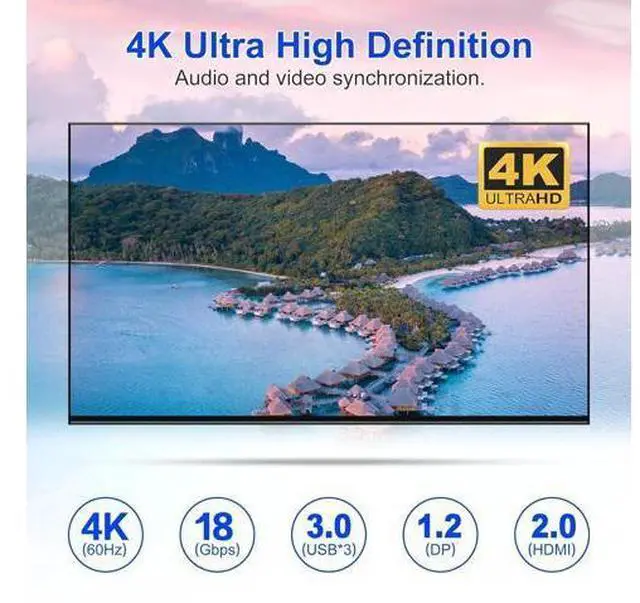 Alt view image 4 of 7 - AUTYUE 4K@60Hz Displayport + HDMI Dual Monitor KVM Switch 4PCs, USB 3.0 KVM Switch 2 Monitors 4 Computers, with Audio Microphone Output and 3 USB 3.0 Ports, HDMI+DP Monitor Switch for 4 PCs 2 Monitors