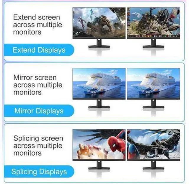 Alt view image 5 of 7 - AUTYUE 4K@60Hz Displayport + HDMI Dual Monitor KVM Switch 4PCs, USB 3.0 KVM Switch 2 Monitors 4 Computers, with Audio Microphone Output and 3 USB 3.0 Ports, HDMI+DP Monitor Switch for 4 PCs 2 Monitors
