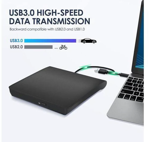 Alt view image 5 of 7 - AUBEAMTO External CD/DVD Drive for Laptop in black , USB 3.0 & Type-C CD Burner, Portable DVD Player, Slim External Optical Drive Compatible with Windows, Mac, Linux OS (2 in 1 USB A&C)