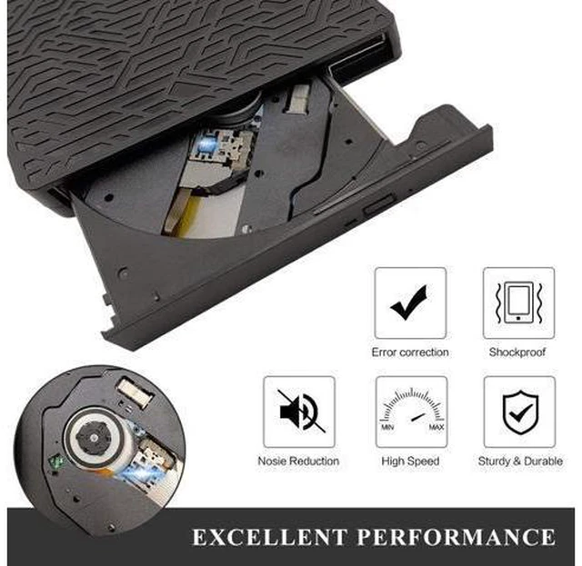 Alt view image 4 of 7 - External CD DVD Drive, 2-Port Hub USB 3.0 with Type-C SD/TF Card Reader CD/DVD +/-Rw Drive ROM Rewriter Burner for Laptop Desktop MacBook Mac OS Windows 10 8 7 XP Vista