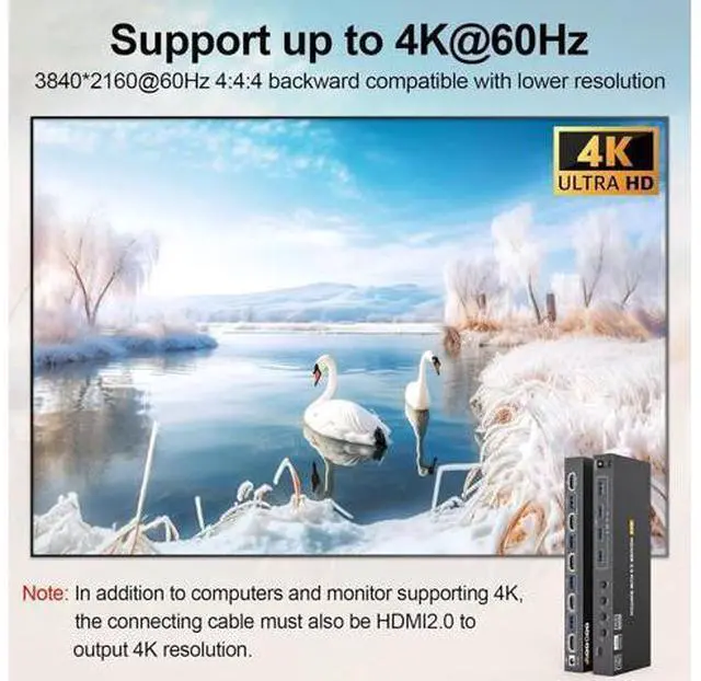 Alt view image 7 of 7 - AUTYUE USB 3.0 KVM Switch HDMI 4K@60Hz/2K@120Hz, with EDID, 4 Port HDMI KVM Switch for 4 Computer Share 1 Monitor and 4 USB 3.0 Devices, Wired Remote and USB Cables Included giyqxHw