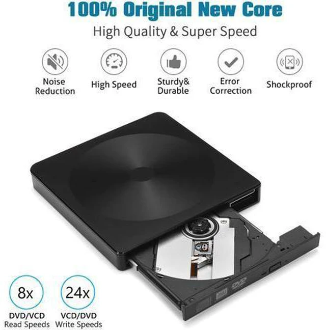 Alt view image 3 of 7 - External CD DVD Drive, with USB 3.0 & Type-C, Portable CD / DVD Drive and Burner for Laptop, Desktop, Mac, MacBook, Compatible with Windows XP / 7/8 / 10 / Vista / Linux / Mac 10 OS- system