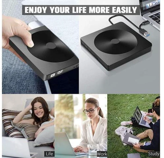 Alt view image 5 of 7 - External CD DVD Drive, with USB 3.0 & Type-C, Portable CD / DVD Drive and Burner for Laptop, Desktop, Mac, MacBook, Compatible with Windows XP / 7/8 / 10 / Vista / Linux / Mac 10 OS- system