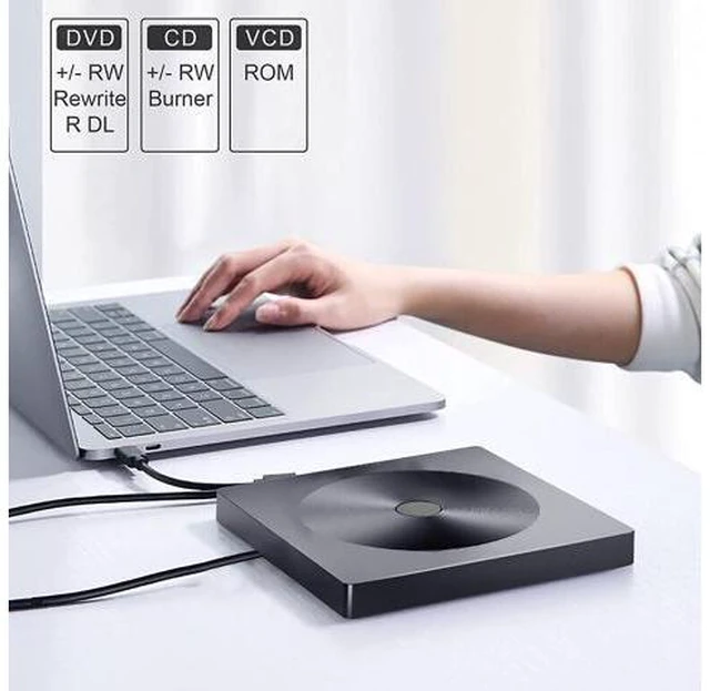 Alt view image 7 of 7 - External CD DVD Drive, with USB 3.0 & Type-C, Portable CD / DVD Drive and Burner for Laptop, Desktop, Mac, MacBook, Compatible with Windows XP / 7/8 / 10 / Vista / Linux / Mac 10 OS- system