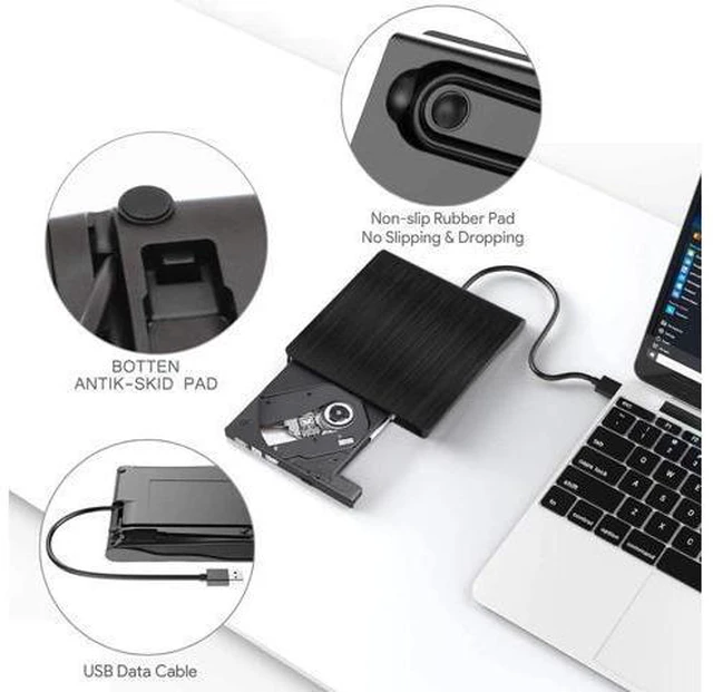 Alt view image 4 of 7 - External DVD Drive USB3.0, DVD / CD Burner, Portable USB CD Drive for All Laptops and Desktops, Notebook, Compatible with Windows XP / Win8.1 / Wind10 / Vista / 7, Linx , Mac10 OS system giyqxHw
