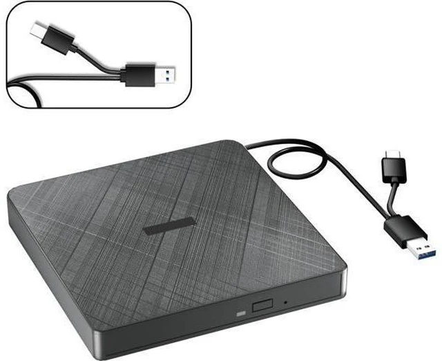 Main image of External CD DVD Drive, USB 3.0 & Type-C Portable CD DVD Burner +/-RW DVD Player for Laptop, External CD/DVD Drive for Laptop, Desktop, External Optical Drive Compatible with Windows 7/8/10/XP Linux OS