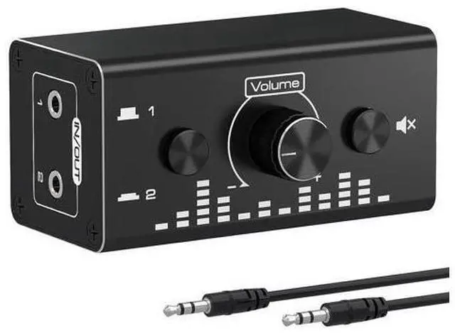 Main image of 3.5mm Jack Audio Switch, 2 In 1 Out / 1 In 2 Out Audio Switcher Audio Selector with 3.5mm Audio Cable and Volume Control for PC Phone Laptop Headphone