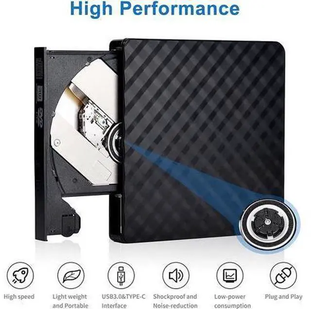 Alt view image 2 of 7 - External CD DVD Drive, USB 3.0 Type-C CD DVD +/-RW Optical Drive USB C Burner Slim CD/DVD ROM Rewriter Writer Reader Portable for PC Laptop Desktop MacBook Mac Windows 7/8.1/10 Linux OS Mac