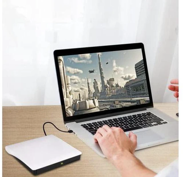 Alt view image 7 of 7 - External CD DVD Drive, USB 3.0 Portable CD/DVD +/-RW Drive/DVD Player for Laptop CD ROM CD/DVD Burner Compatible with Laptop Desktop PC Windows Linux MacOS (White)