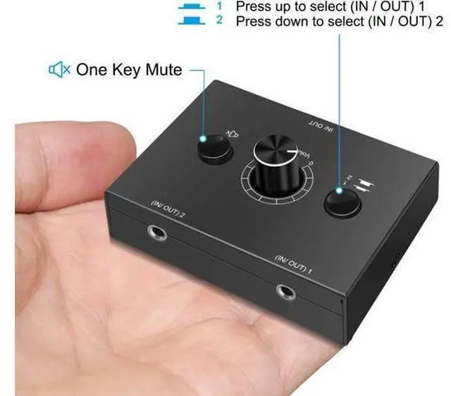 Alt view image 5 of 6 - 3.5mm Audio selector 3.5mm Audio Switch Audio Switcher, Passive Speaker Headphone Manual Selector Splitter Box Audio Sharing (2-IN-1-OUT/1-IN-2-OUT) , No External Power Required