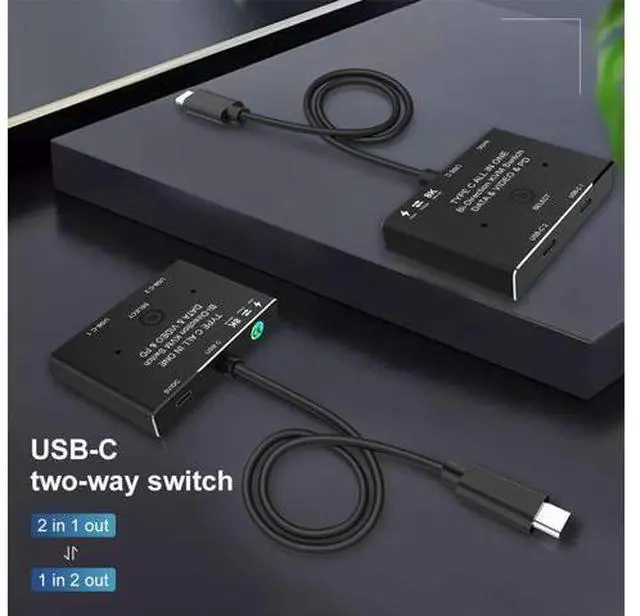 Alt view image 2 of 7 - USB-C Splitter Type-C 8K Switch USB 3.1 C Gen 2 Cable for Video Bi-Direction (2 in 1 Out, 1 In 2 Out) 8K@60Hz 4K@120Hz Power Delivery 100W 10Gbps Data Transfer Multi-Function USB C Splitter Converter