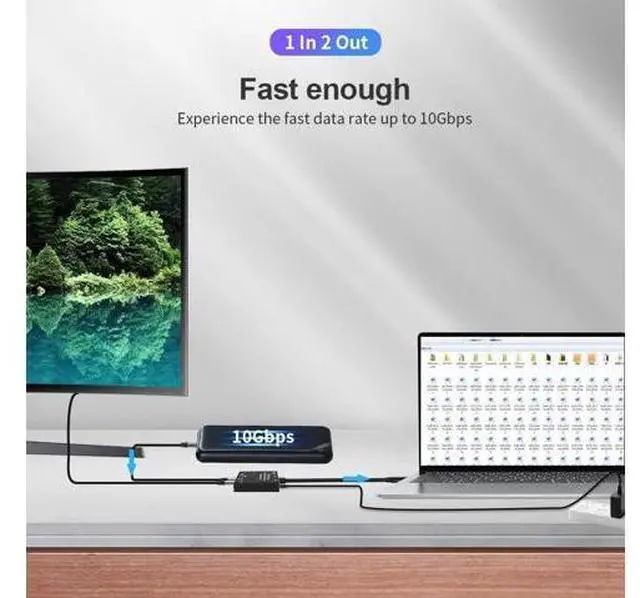 Alt view image 7 of 7 - USB-C Splitter Type-C 8K Switch USB 3.1 C Gen 2 Cable for Video Bi-Direction (2 in 1 Out, 1 In 2 Out) 8K@60Hz 4K@120Hz Power Delivery 100W 10Gbps Data Transfer Multi-Function USB C Splitter Converter