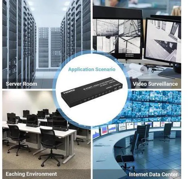 Alt view image 6 of 7 - 8 Port HDMI KVM Switch 8 in 1 Out, 4K @60Hz HDMI KVM Switch for 8 PCs Share 1 Monitor and 4 USB Devices, Including 8 HDMI KVM Cables and IR Remote Control giyqxHw