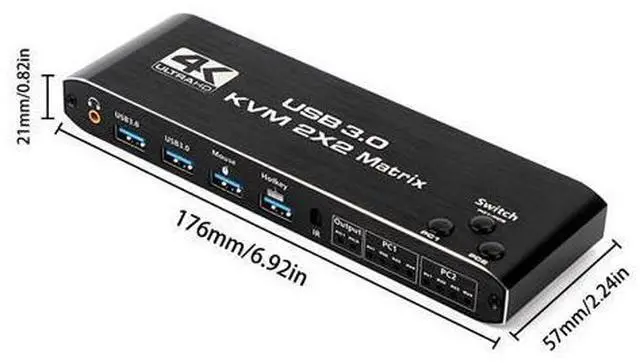 Alt view image 7 of 7 - Dual Monitor HDMI KVM Matrix Switch 2x2, USB 3.0 HDMI KVM Switch for 2 Computers 2 Monitors, HDMI KVM Switch 2 in 2 out 4K 60Hz 2x2 Mixed Display for PC laptop Windows, macOS, Linux, and UNIX giyqxHw