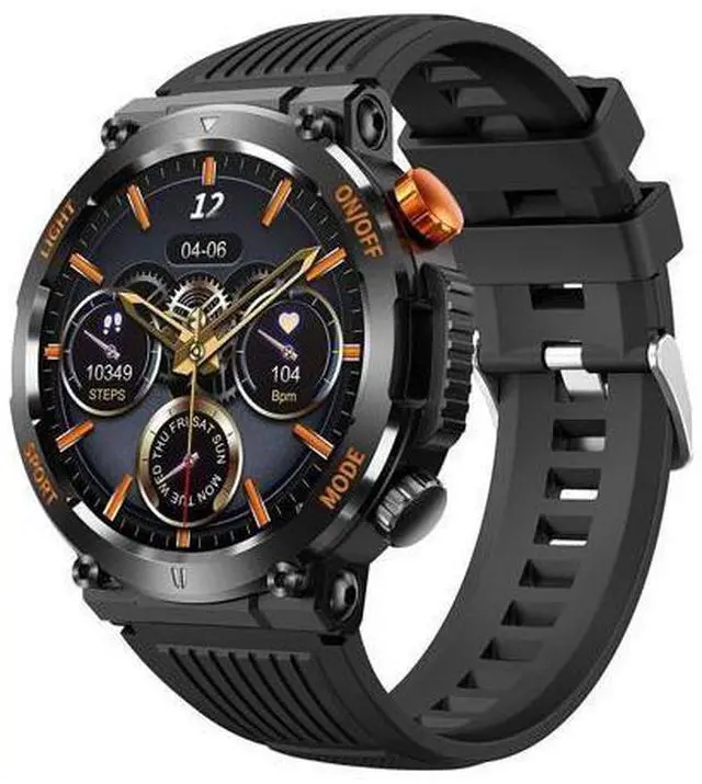 Main image of Rugged Tactical Military Smart Watches for Men with Compass LED Lighting (Make/Answer Call), 1.46'' HD Outdoor Sport Fitness Tracker Watch with Heart Rate Monitor Smart Watch for IOS Android Phones