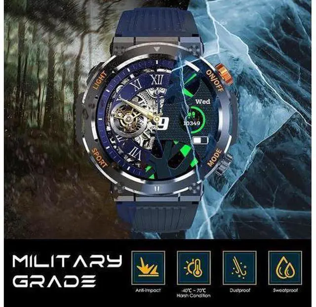 Alt view image 2 of 7 - Rugged Tactical Military Smart Watches for Men with Compass LED Lighting (Make/Answer Call), 1.46'' HD Outdoor Sport Fitness Tracker Watch with Heart Rate Monitor Smart Watch for IOS Android Phones