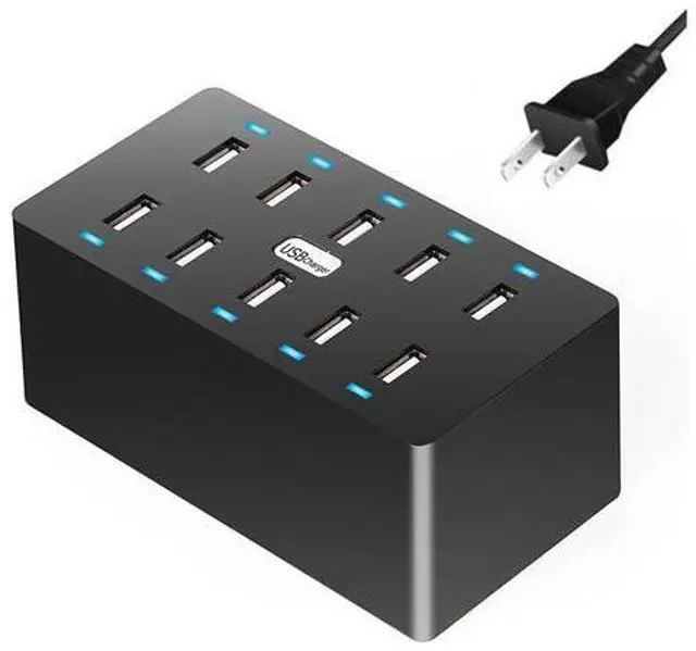 Main image of 10 Ports Wall USB Charger, 50W 10-Port Family-Sized Desktop USB Rapid Charger,Multiple Charging Station, Compatible with Smartphones and Other USB Charging Devices (Black)