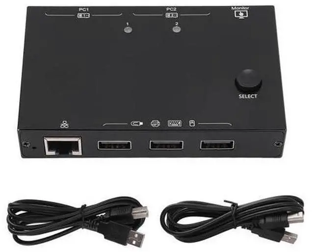 Alt view image 7 of 7 - HDMI KVM Switch 2 in 1 Out with Ethernet RJ45 Port, 2 Port 4K 60Hz HDMI KVM Switcher for 2 Computers Share 1 Monitor 3 USB Devices, for PCs, Laptops, for Windows MacOS X, Linux, Chrome OS giyqxHw