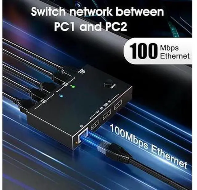 Alt view image 3 of 7 - HDMI KVM Switch 2 in 1 Out with Ethernet RJ45 Port, 2 Port 4K 60Hz HDMI KVM Switcher for 2 Computers Share 1 Monitor 3 USB Devices, for PCs, Laptops, for Windows MacOS X, Linux, Chrome OS giyqxHw