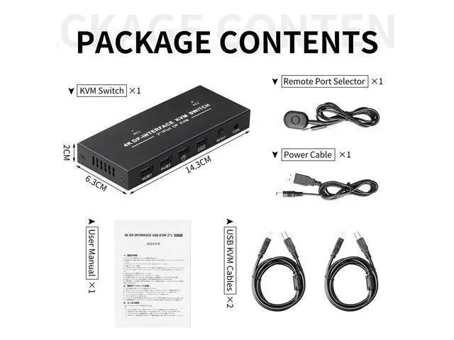 Alt view image 7 of 7 - DisplayPort KVM Switch 2 Port 4K@60Hz 2 in 1 Out DP 1.2 and USB Switch for 2 Computers Share 1 Keyboard Mouse Monitor for Laptop, PC Supports with 4 USB 2.0 Ports, 2 USB KVM Cables 1.5m(5ft)