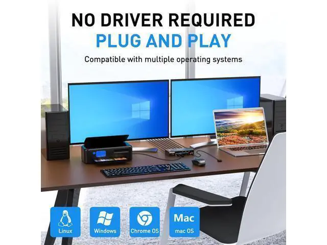 Alt view image 6 of 7 - USB 3.0 HDMI KVM Switch 4K@60Hz, Dual Monitor HDMI KVM Switcher With EDID Emulator, Support Copy and Extended Display, for 3 PCs Share 2 Displays and 4 USB 3.0 Ports, Wired Remote and Cables Included