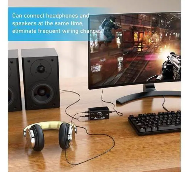 Alt view image 5 of 7 - Bi-Directional 3.5mm Jack Audio Switch Selector 2 In 1 Out / 1 In 2 Out Noiseless Analogue Stereo Audio Switch with Volume Control, Sound Distribution Splitter Box for Speakers Headphones PC