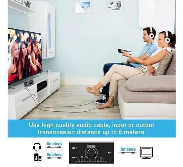 Alt view image 6 of 7 - Bi-Directional 3.5mm Jack Audio Switch Selector 2 In 1 Out / 1 In 2 Out Noiseless Analogue Stereo Audio Switch with Volume Control, Sound Distribution Splitter Box for Speakers Headphones PC