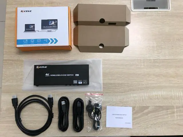 Alt view image 7 of 7 - USB 3.0 HDMI KVM Switch 4 Port Support 4K @60Hz RGB 4:4:4, USB Hub HDR EDID HDMI USB Switch 4 in 1 Out and 4 USB 3.0 Port for Keyboard Mouse Printer, with Controller, USB 3.0 Cables and HDMI-Cable